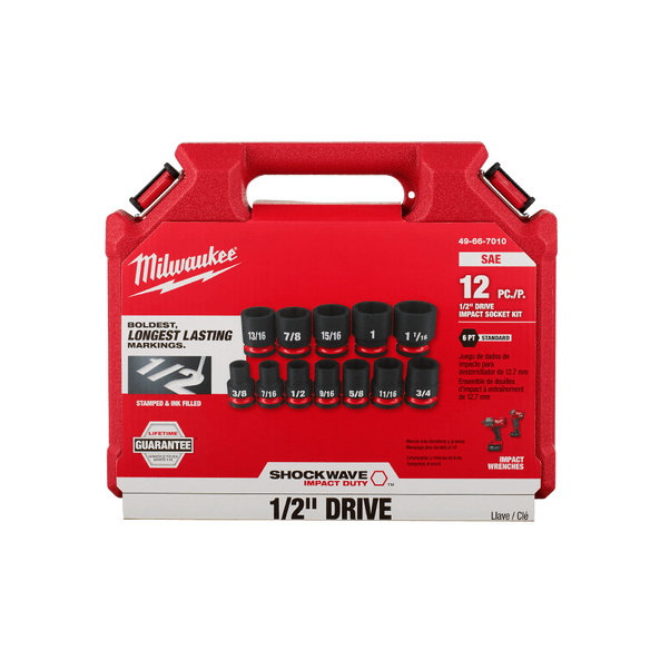 SHOCKWAVE™ 1/2" Drive 12PC SAE Standard 6 Point Impact Socket Set, , hi-res