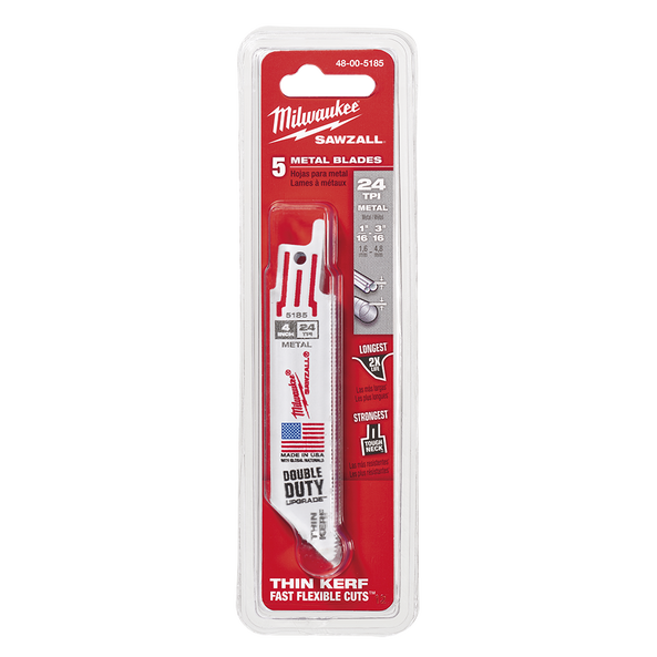 SAWZALL™ Thin Kerf Metal 100mm 3-15/16" 24TPI Blade 5 Pack, , hi-res
