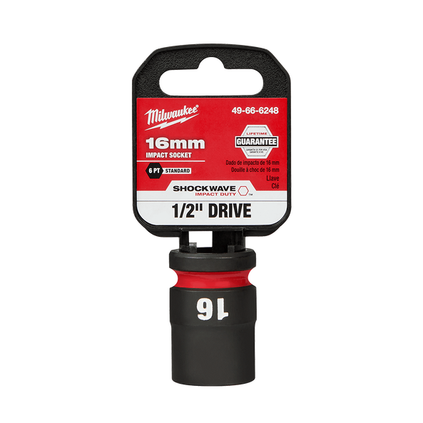 SHOCKWAVE™ 1/2" Drive 16mm Standard 6 Point Impact Socket, , hi-res
