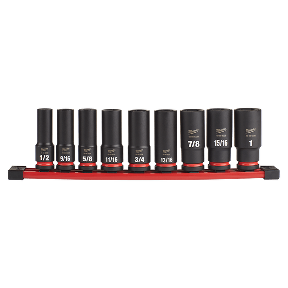 SHOCKWAVE™ 1/2" Drive 9PC SAE Deep 6 Point Impact Socket Rail Set, , hi-res