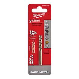 Red Helix™ Cobalt Drill Bit 3mm 2Pk