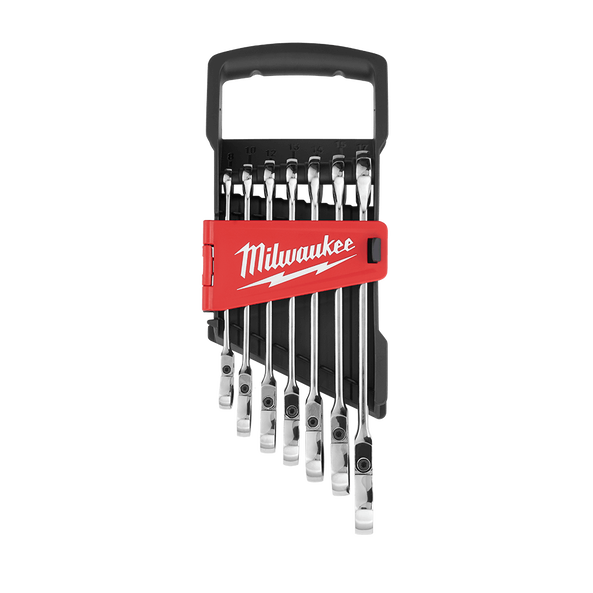 7pc Flex Head Ratcheting Combination Wrench Set – Metric, , hi-res