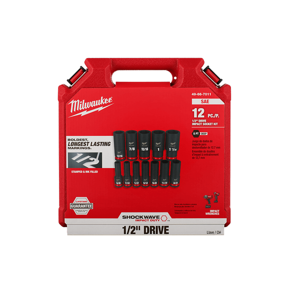 SHOCKWAVE™ 1/2" Drive 12PC SAE Deep 6 Point Impact Socket Set, , hi-res