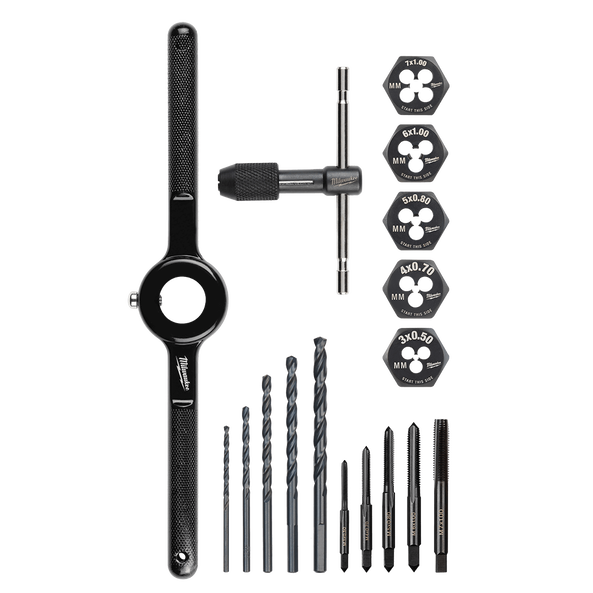 Metric Tap and Die 17PC Set - High Carbon Steel, , hi-res