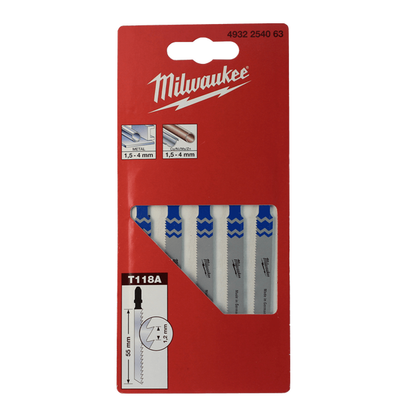 Milwaukee Jigsaw Blades T118A Metal Traditional Cut 5 Pack 