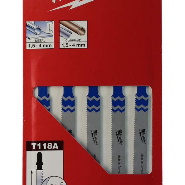 Milwaukee Jigsaw Blades T118A Metal Traditional Cut 5 Pack 