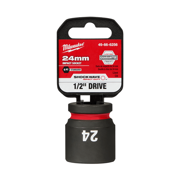 SHOCKWAVE™ 1/2" Drive 24mm Standard 6 Point Impact Socket, , hi-res