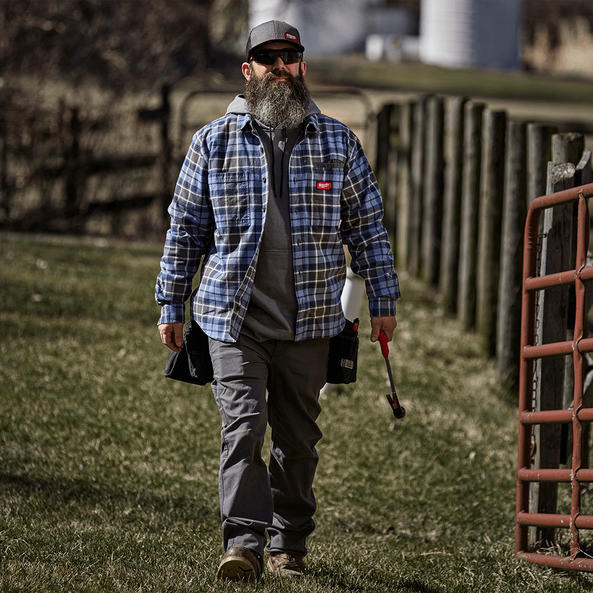 GRIDIRON Flannel Shirt Blue - S, Blue, hi-res
