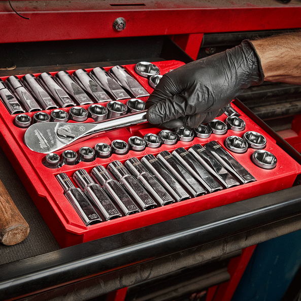 1/2" Drive 47PC Metric and SAE Socket Wrench Set, , hi-res