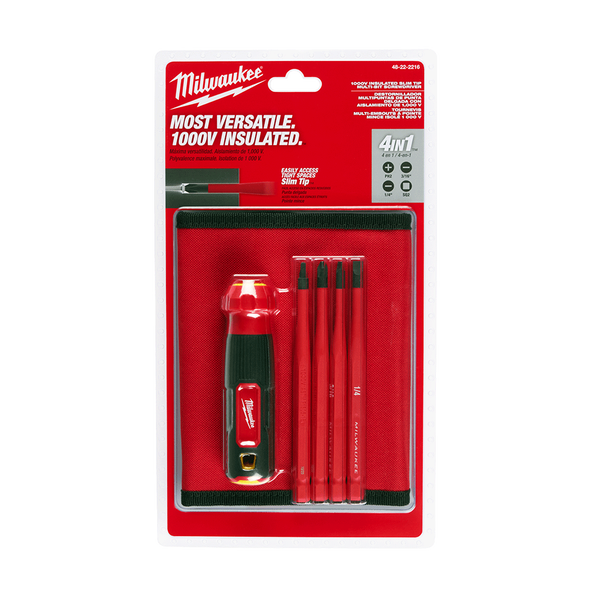 4-in-1 1000v Insulated Multi-Bit Screwdriver, , hi-res