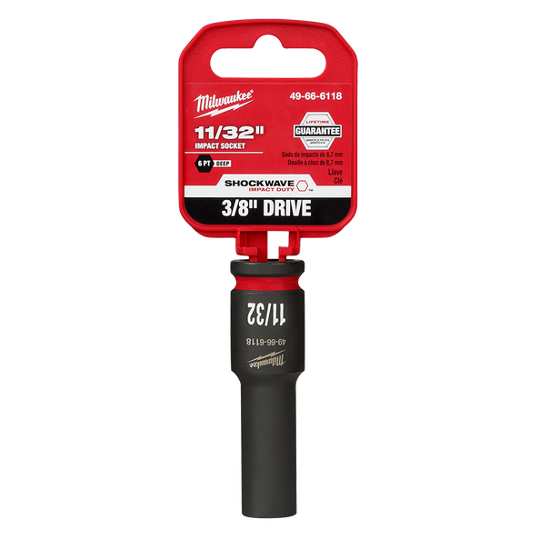 SHOCKWAVE™ 3/8" Drive 11/32" Deep 6 Point Impact Socket, , hi-res