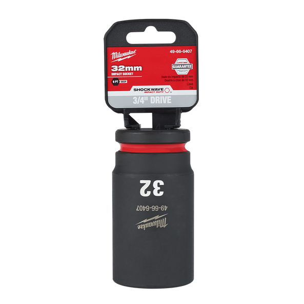 SHOCKWAVE™ 3/4" Drive 32mm Deep 6 Point Impact Socket, , hi-res