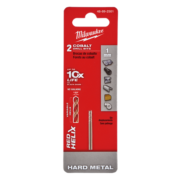 Red Helix™ Cobalt Drill Bit 1mm 2Pk