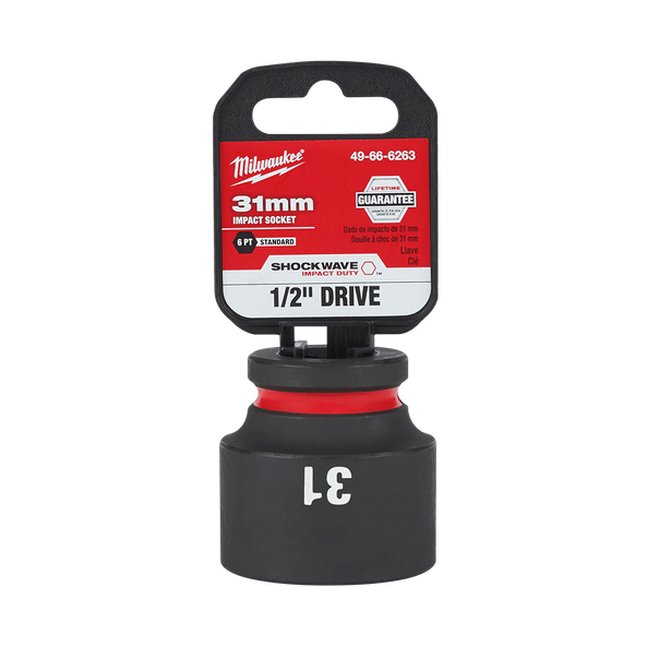 SHOCKWAVE™ 1/2" Drive 31mm Standard 6 Point Impact Socket, , hi-res