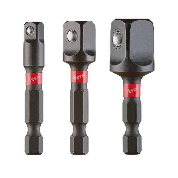 Milwaukee SHOCKWAVE Power Bit Socket Adapter 3Pc Set 1 4 Hex to