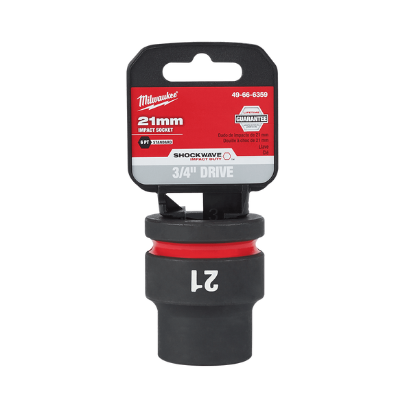 SHOCKWAVE™ 3/4" Drive 21mm Standard 6 Point Impact Socket, , hi-res
