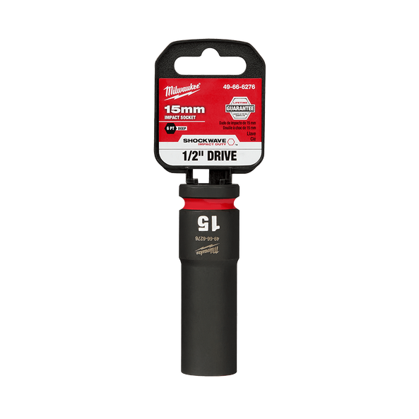 SHOCKWAVE™ 1/2" Drive 15mm Deep 6 Point Impact Socket, , hi-res
