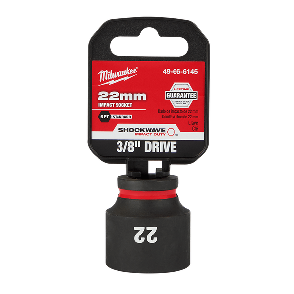 SHOCKWAVE™ 3/8" Drive 22mm Standard 6 Point Impact Socket, , hi-res