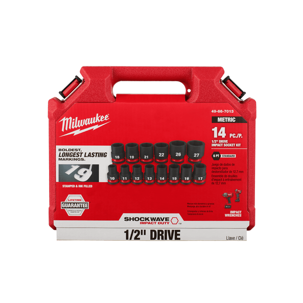 SHOCKWAVE™ 1/2" Drive 14PC Metric Standard 6 Point Impact Socket Set, , hi-res