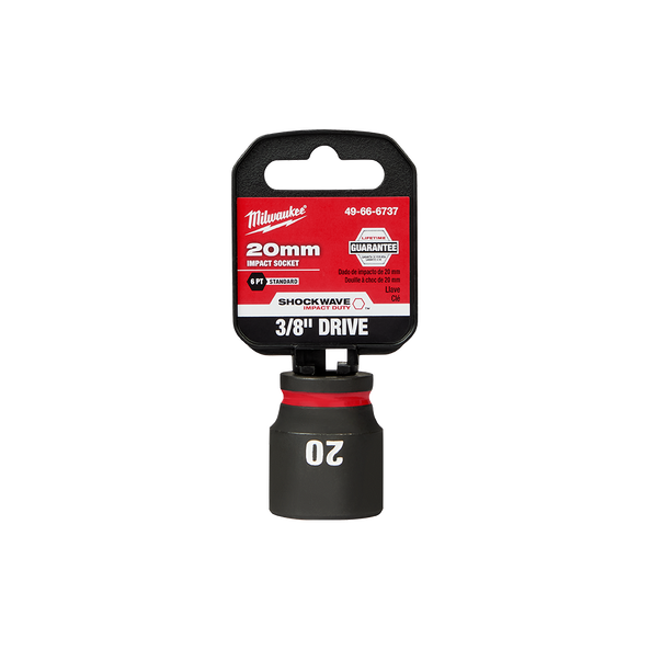 SHOCKWAVE™ 3/8" Drive 20mm Standard 6 Point Impact Socket, , hi-res