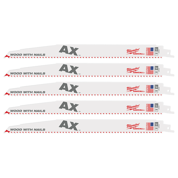SAWZALL&trade; The AX&trade; 300mm 12" 5TPI Blade 5 Pack, , hi-res
