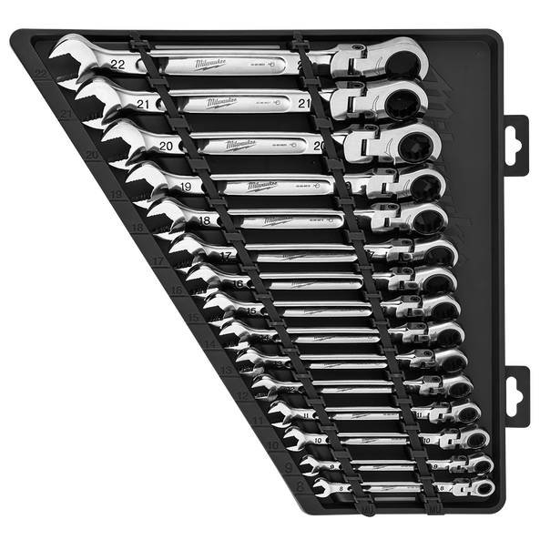 15pc Flex Head Ratcheting Combination Wrench Set – Metric, , hi-res