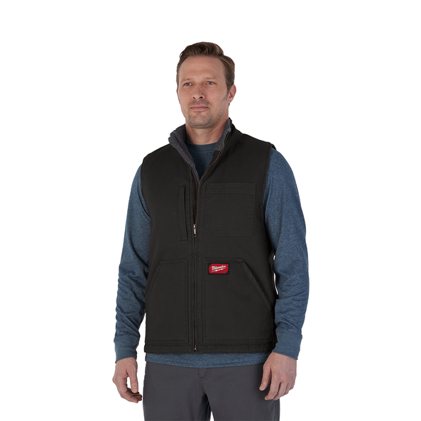 GRIDIRON Sherpa Lined Vest Black - S, Black, hi-res
