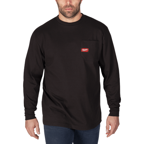 Heavy Duty Pocket Tee Long Sleeve Black - S, Black, hi-res