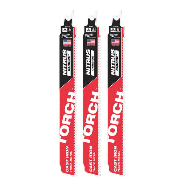 SAWZALL™ The TORCH™ with NITRUS CARBIDE™ Teeth 230mm 9" 8TPI Blade 3 Pack, , hi-res
