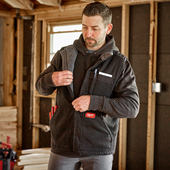 GRIDIRON Sherpa Lined Vest Black - S, Black, hi-res