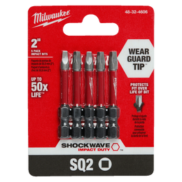 SHOCKWAVE™ Power Bit Square Recess #2 50mm (2") 5Pk