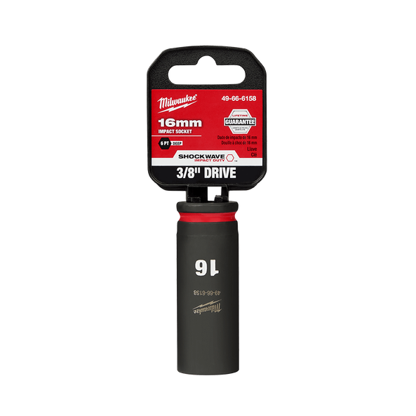 SHOCKWAVE™ 3/8" Drive 16mm Deep 6 Point Impact Socket, , hi-res