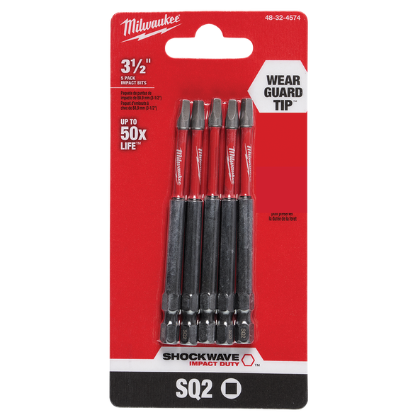 SHOCKWAVE™ Power Bit Square Recess #2 89mm (3 1/2“) 5PK, , hi-res