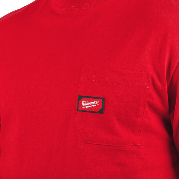 Heavy Duty Pocket Tee Long Sleeve Red, , hi-res