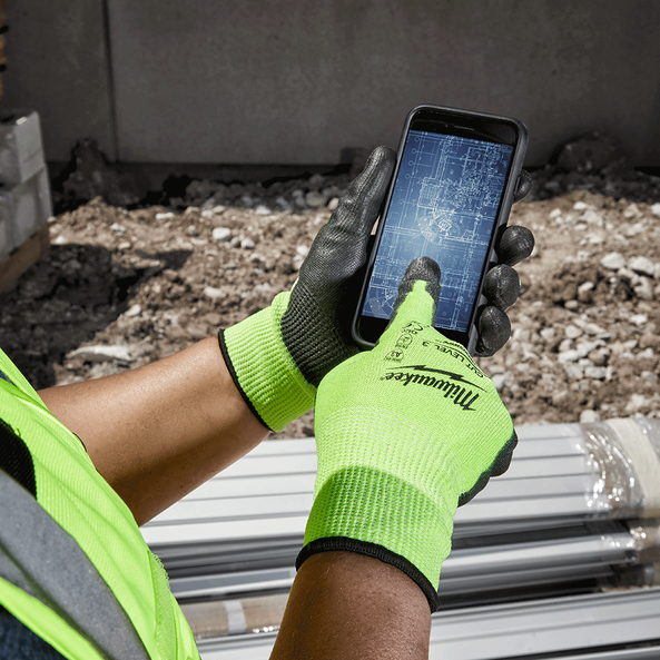 Hi-Vis Cut 3(C) PU Dipped Gloves - XL, , hi-res