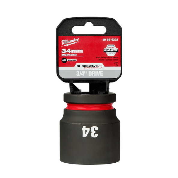 SHOCKWAVE™ 3/4" Drive 34mm Standard 6 Point Impact Socket, , hi-res
