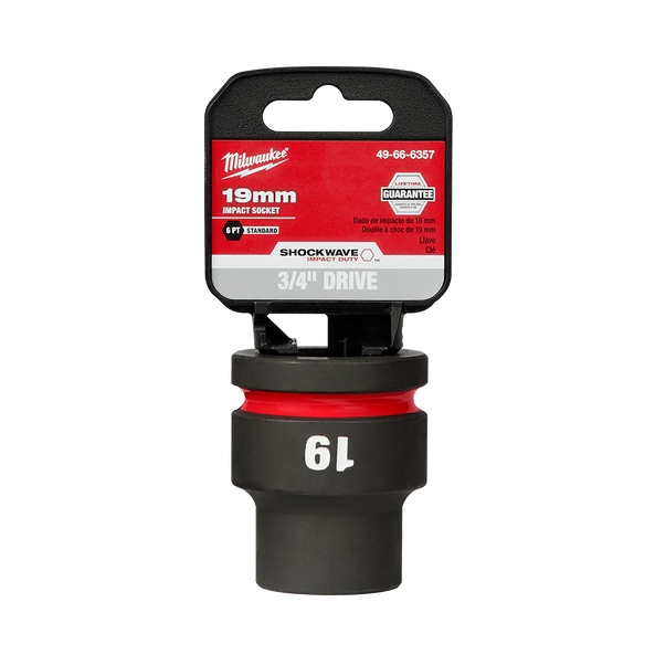 SHOCKWAVE™ 3/4" Drive 19mm Standard 6 Point Impact Socket, , hi-res