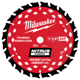 184mm (7-1/4") 24T NITRUS CARBIDE™ Circular Saw Blade Demolition/Framing
