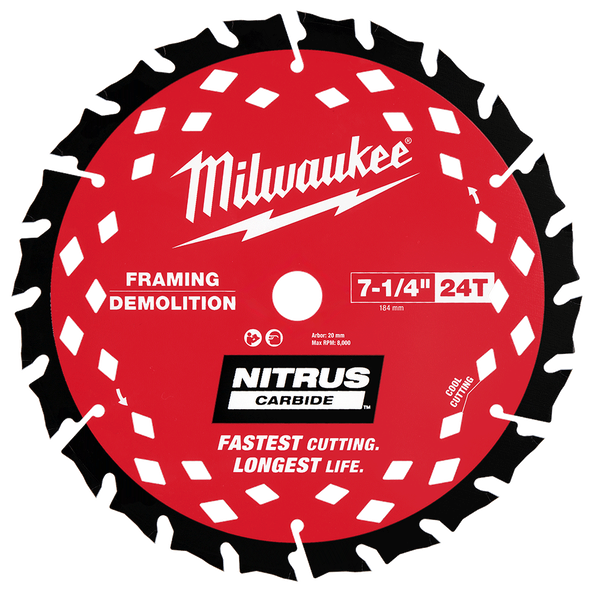 184mm (7-1/4") 24T NITRUS CARBIDE™ Circular Saw Blade Demolition/Framing, , hi-res