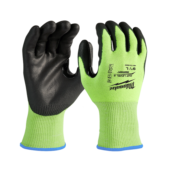 Hi-Vis Cut 2(B) PU Dipped Gloves, , hi-res