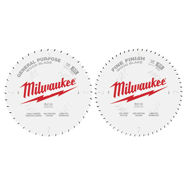 254mm (10") General Purpose 40T%20%26%20Fine Finish 60T Circular Saw Blades - Two Pack