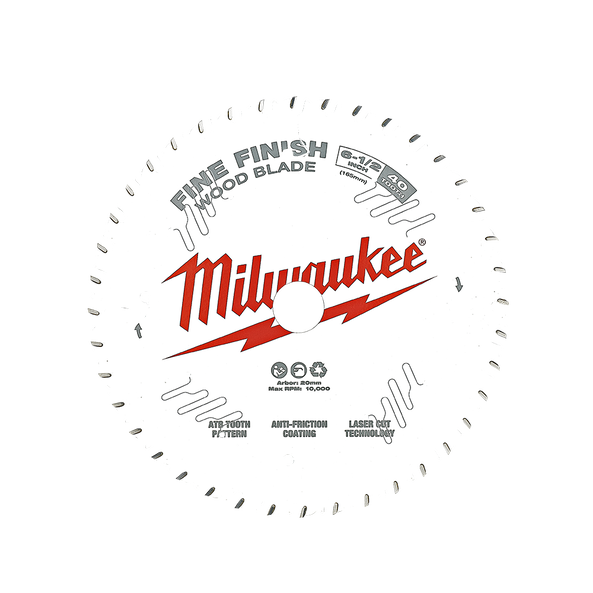 165mm (6-1/2") 40T Wood Circular Saw Blade Fine Finish, , hi-res