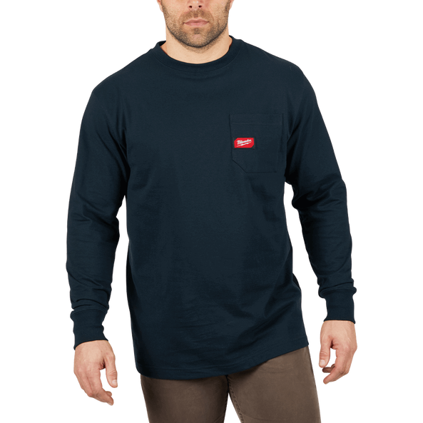 Heavy Duty Pocket Tee Long Sleeve Blue - S, Blue, hi-res