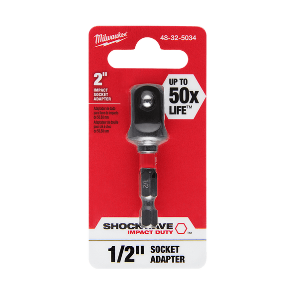 Milwaukee SHOCKWAVE Power Bit Socket Adapter 1 4 Hex to 1 2 Square 48325034 Milwaukee Tool NZ