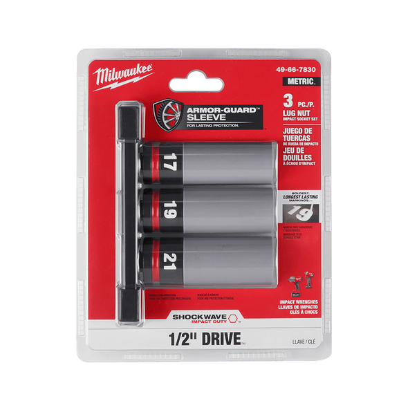 SHOCKWAVE Impact Duty™ 1/2" Drive 3PC Lug Nut Wheel Socket Set, , hi-res