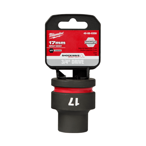 SHOCKWAVE™ 3/4" Drive 17mm Standard 6 Point Impact Socket, , hi-res