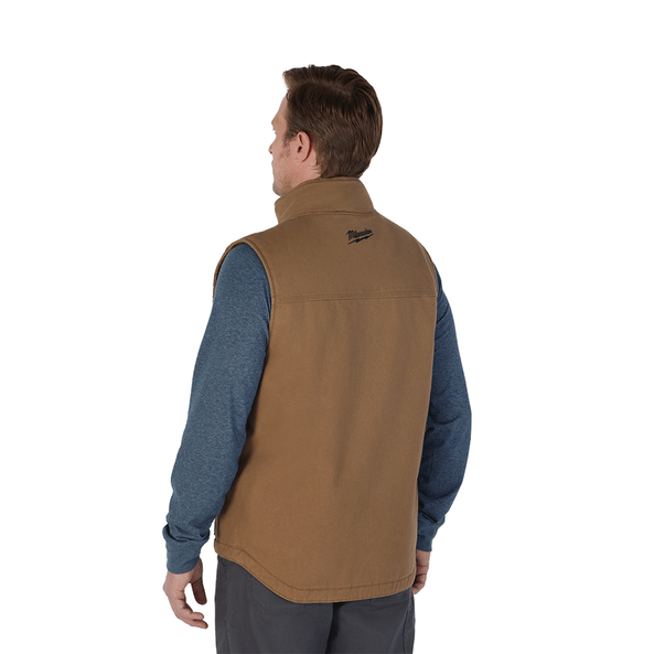 GRIDIRON Sherpa Lined Vest Brown - S, Brown, hi-res
