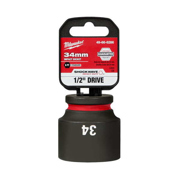 SHOCKWAVE™ 1/2" Drive 34mm Standard 6 Point Impact Socket, , hi-res