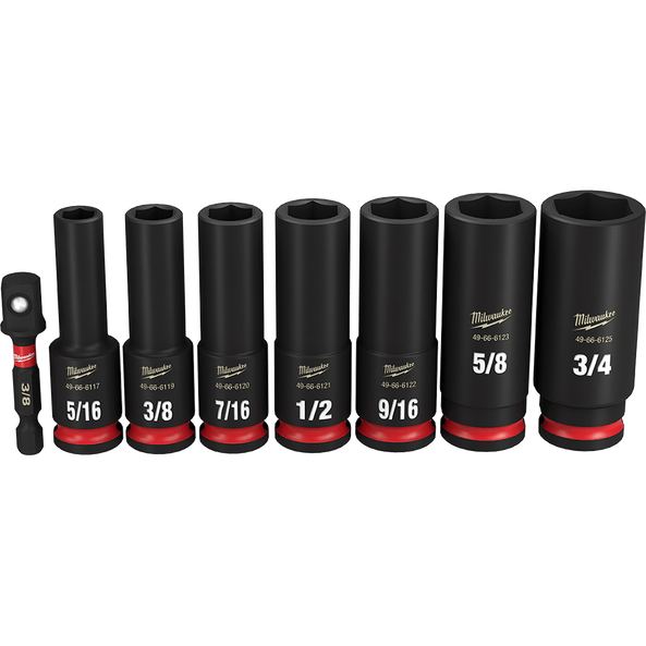 SHOCKWAVE™ 3/8" Drive 8PC SAE Deep 6 Point Impact Socket Set, , hi-res