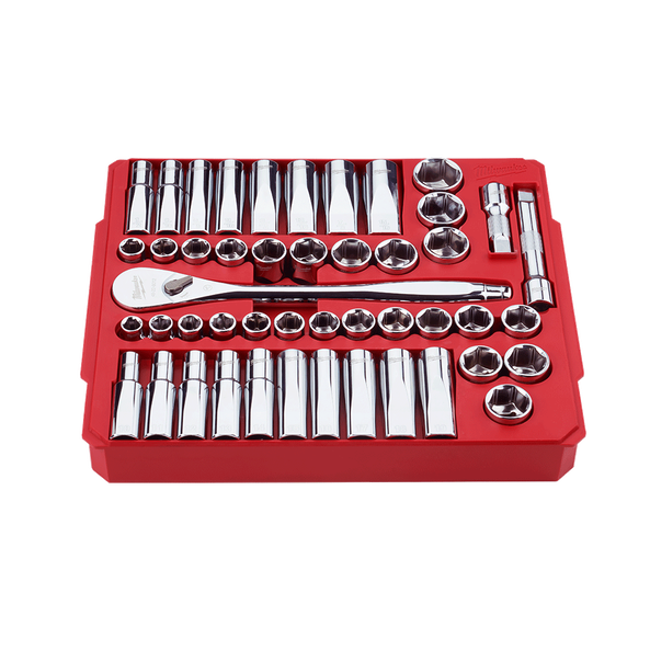 1/2" Drive 47PC Metric and SAE Socket Wrench Set, , hi-res